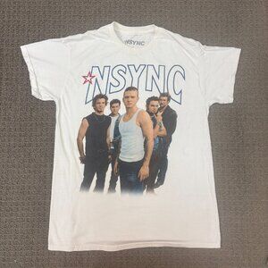 NSYNC Backstreet Boys Shirt Large Fitted Cotton Crewneck Graphic Distressed
